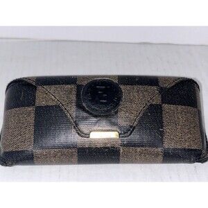Vintage FENDI Italy Brown Classic Checkered Sunglass CASE ONLY